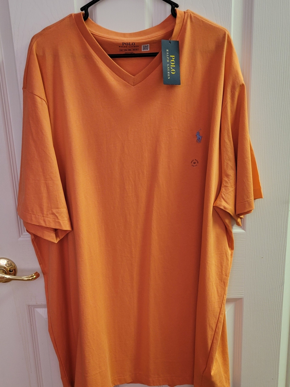 Polo by Ralph Lauren Orange V-Neck Men's Tee with Blue Pony